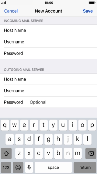 Press Password and key in the password for your email account. Please note that if you're using Vodafone's outgoing server, leave the password field empty.