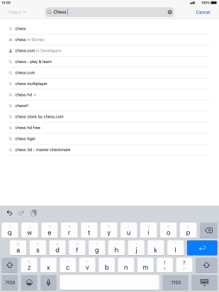 Key in the name or subject of the required app and press enter.