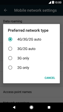 Press the required network mode.