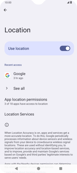 Press App location permissions.