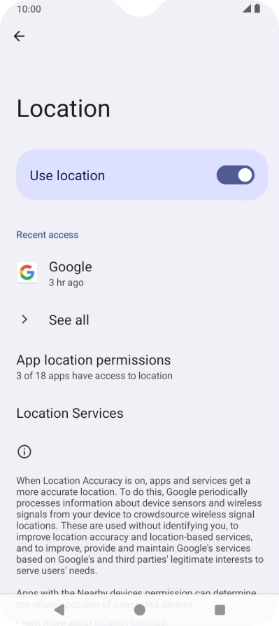 Press App location permissions.
