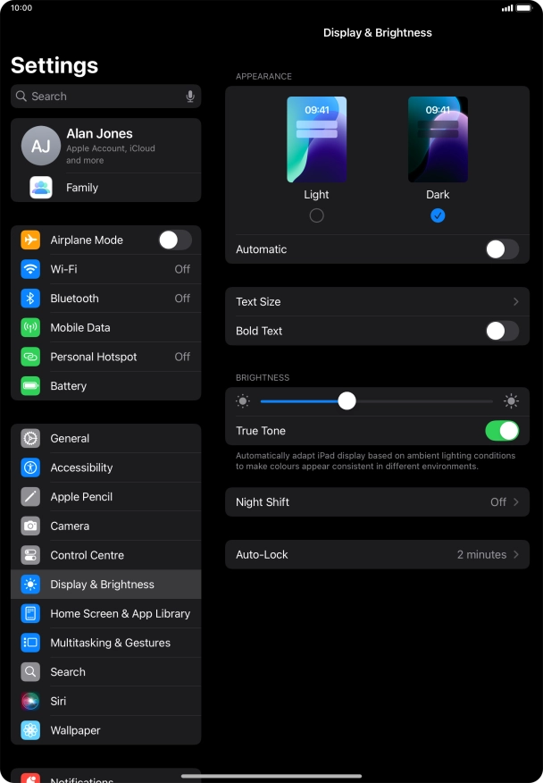 Press the indicator next to 