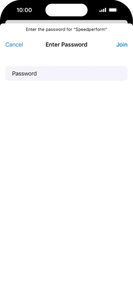 Key in the password for the Wi-Fi network and press Join.