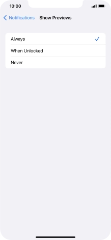 To select notification preview on the lock screen, press Always.