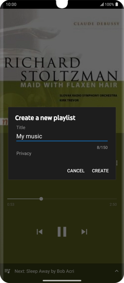 Key in a name for the playlist and press CREATE.