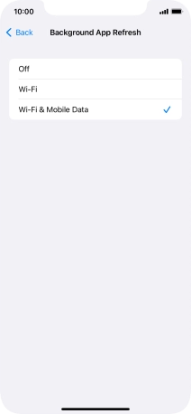 To turn off background refresh of apps, press Off.