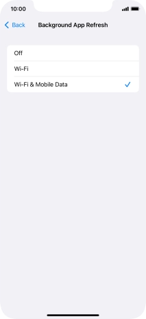 To turn off background refresh of apps, press Off.
