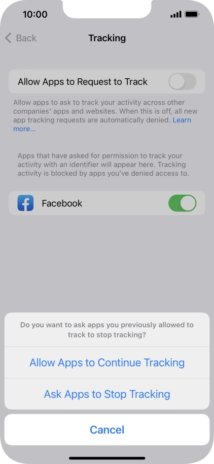 If you turn off the function, press the required setting.