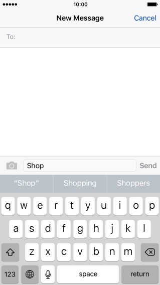 The word suggestions are displayed as you write. Press the required word to insert it.