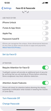 Press Turn Passcode Off and key in the phone lock code.