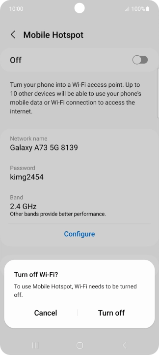 If Wi-Fi is turned on, press Turn off.