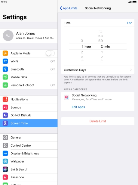 Press Customise Days.