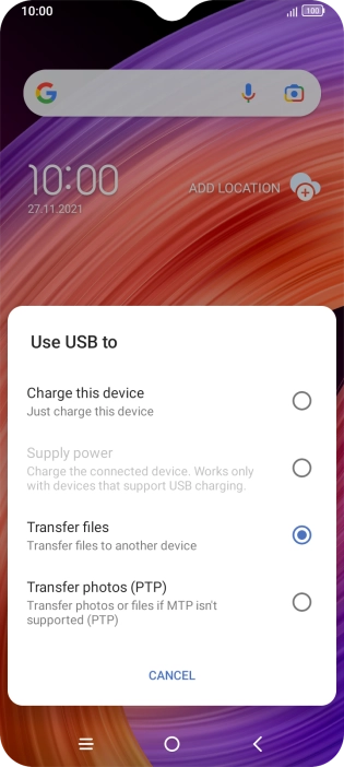 Press Transfer files.