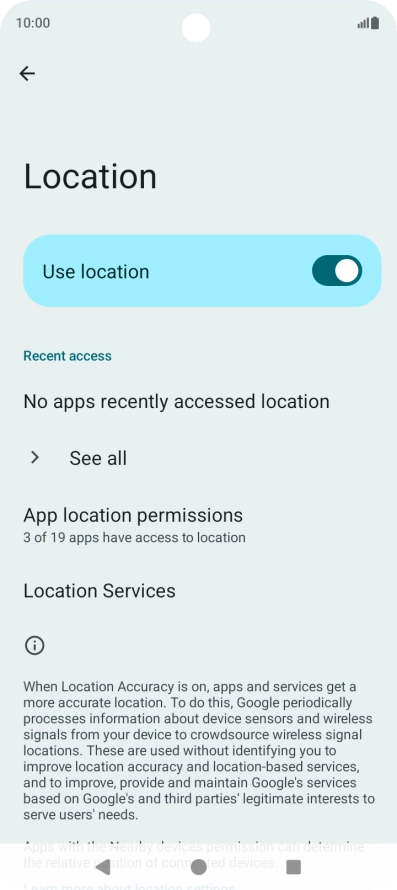 Press App location permissions.