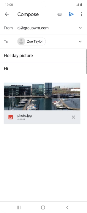 Press the send icon when you've finished your email message.
