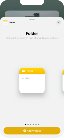 Slide your finger right or left on the screen to select the required widget size.