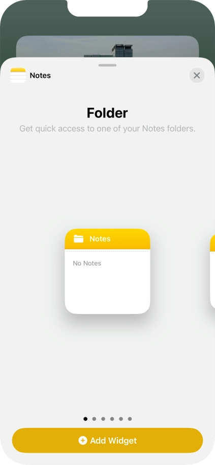 Slide your finger right or left on the screen to select the required widget size.