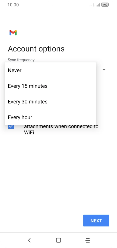 Press the required setting.