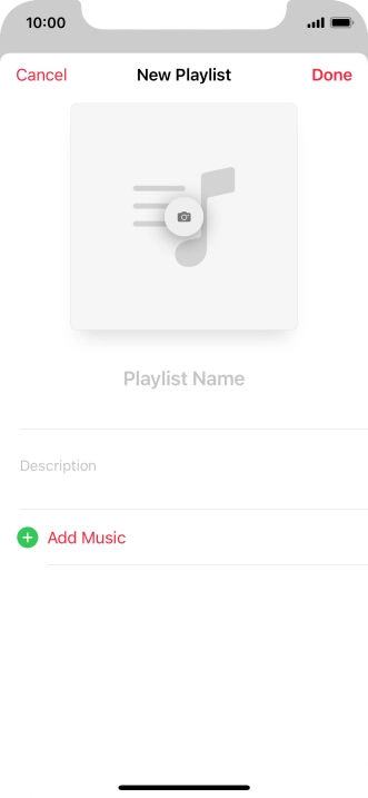 Press the text input field and key in a name for the playlist.
