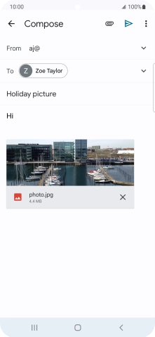 Press the send icon when you've finished your email message.