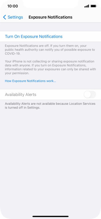 Press Turn On Exposure Notifications.