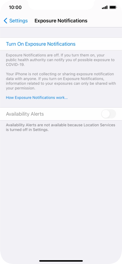 Press Turn On Exposure Notifications.