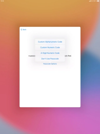 Follow the instructions on the screen to turn on use of lock code or press Don't Use Passcode.