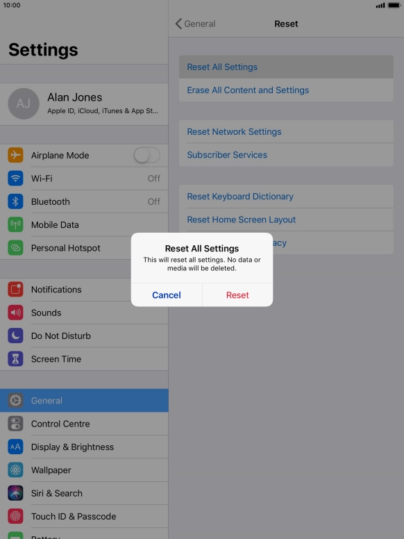 Press Reset. Press Reset.