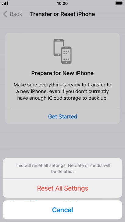 Press Reset All Settings.