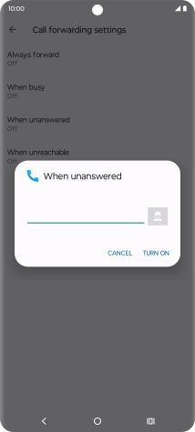 Key in +61414121121 and press TURN ON.