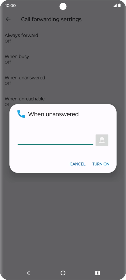 Key in +61414121121 and press TURN ON.