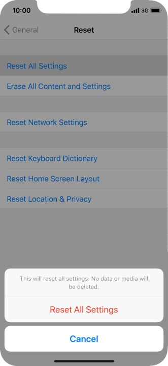 Press Reset All Settings.