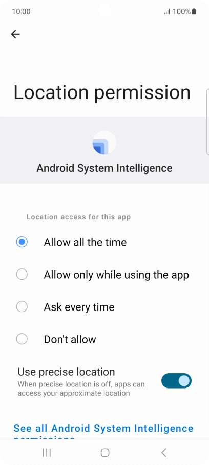 Press the required setting.