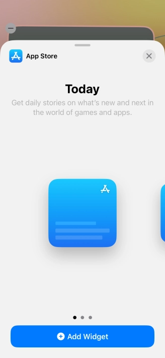 Slide your finger right or left on the screen to select the required widget size.