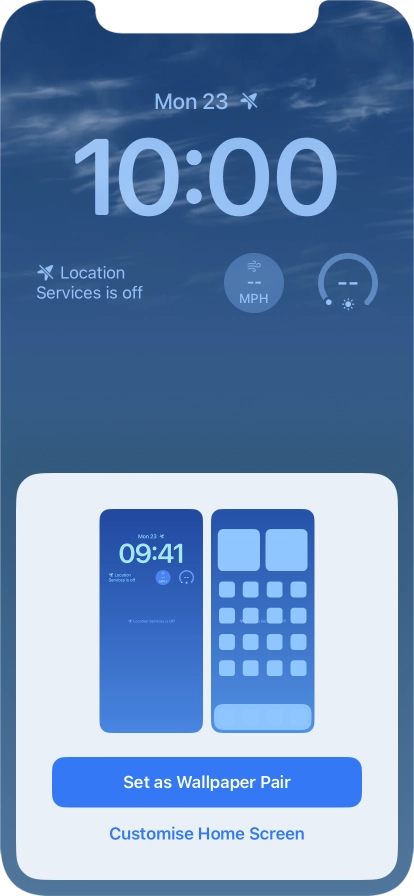 To use the same colour theme on the home screen, press Set as Wallpaper Pair.