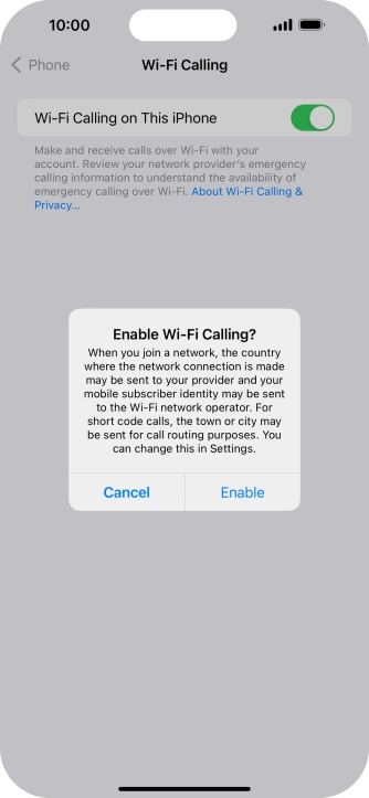 If you turn on the function, press Enable.