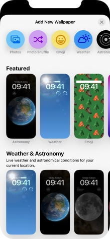 Press the required category and follow the instructions on the screen to select the required background image.