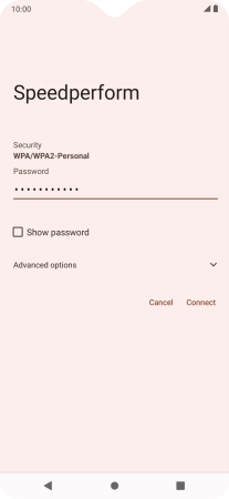 Key in the password for the Wi-Fi network and press Connect.