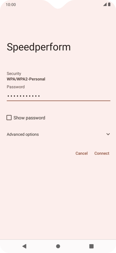 Key in the password for the Wi-Fi network and press Connect.