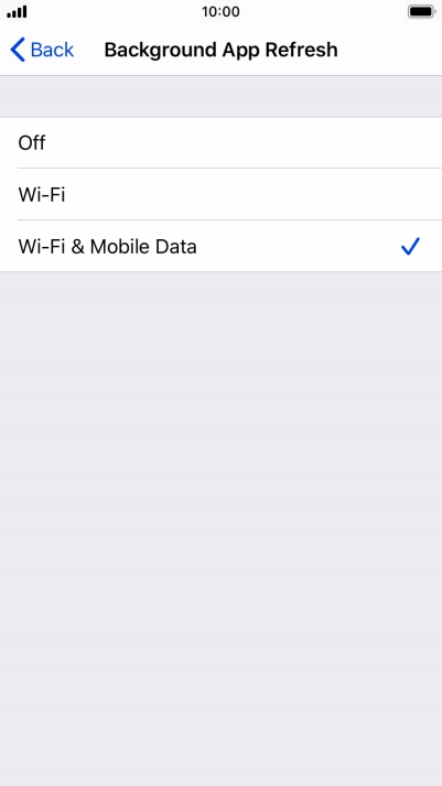 To turn off background refresh of apps, press Off.
