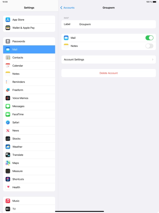 Press Account Settings.