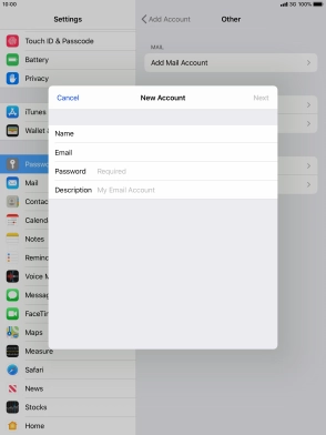 Press Password and key in the password for your email account. Press Password and key in the password for your email account.
