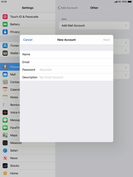 Press Password and key in the password for your email account. Press Password and key in the password for your email account.