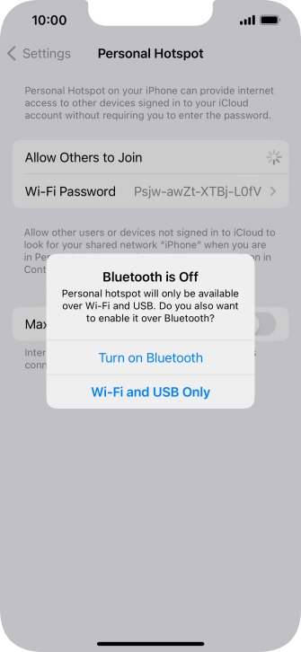 If Wi-Fi is turned on, press Wi-Fi and USB Only.