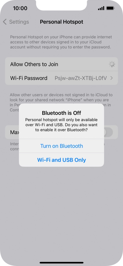 If Wi-Fi is turned on, press Wi-Fi and USB Only.