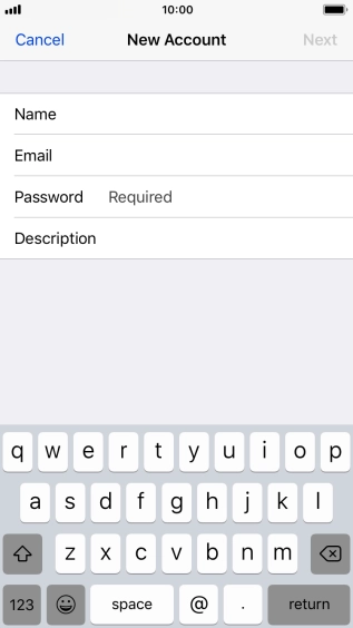 Press Password and key in the password for your email account.