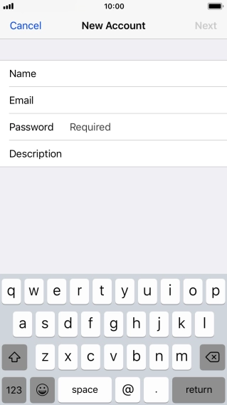Press Password and key in the password for your email account.