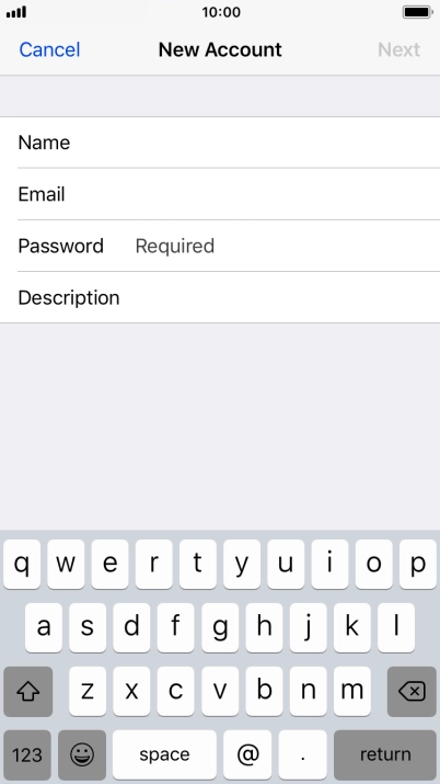 Press Password and key in the password for your email account.