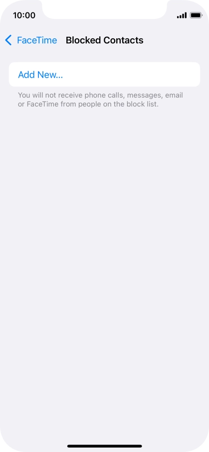 Press Add New... and follow the instructions on the screen to block a contact.