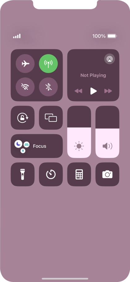 Press the flight mode icon to turn the function on or off.